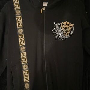 Black Versace Hoodie with Gold Medusa Design